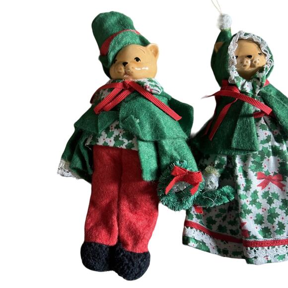 Vintage 1960s/70s 6" Porcelain Felt Ornaments Lot Of 3 - Handmade? - Picture 3 of 11